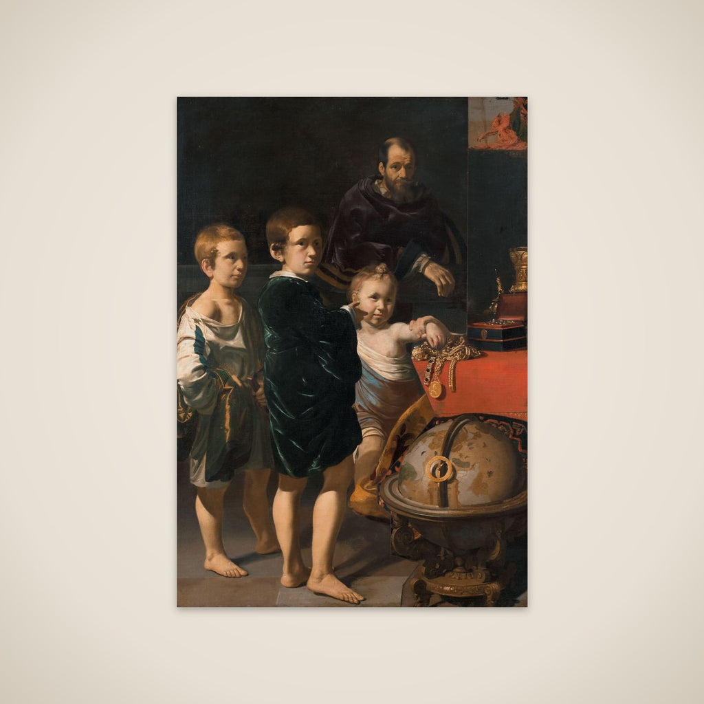 Portrait of Three Children and a Man unframed print