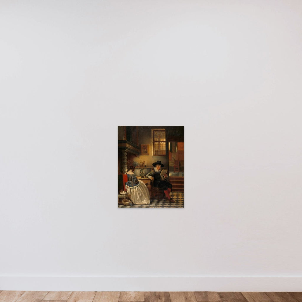 Seventeenth-century Interior unframed — shown to scale