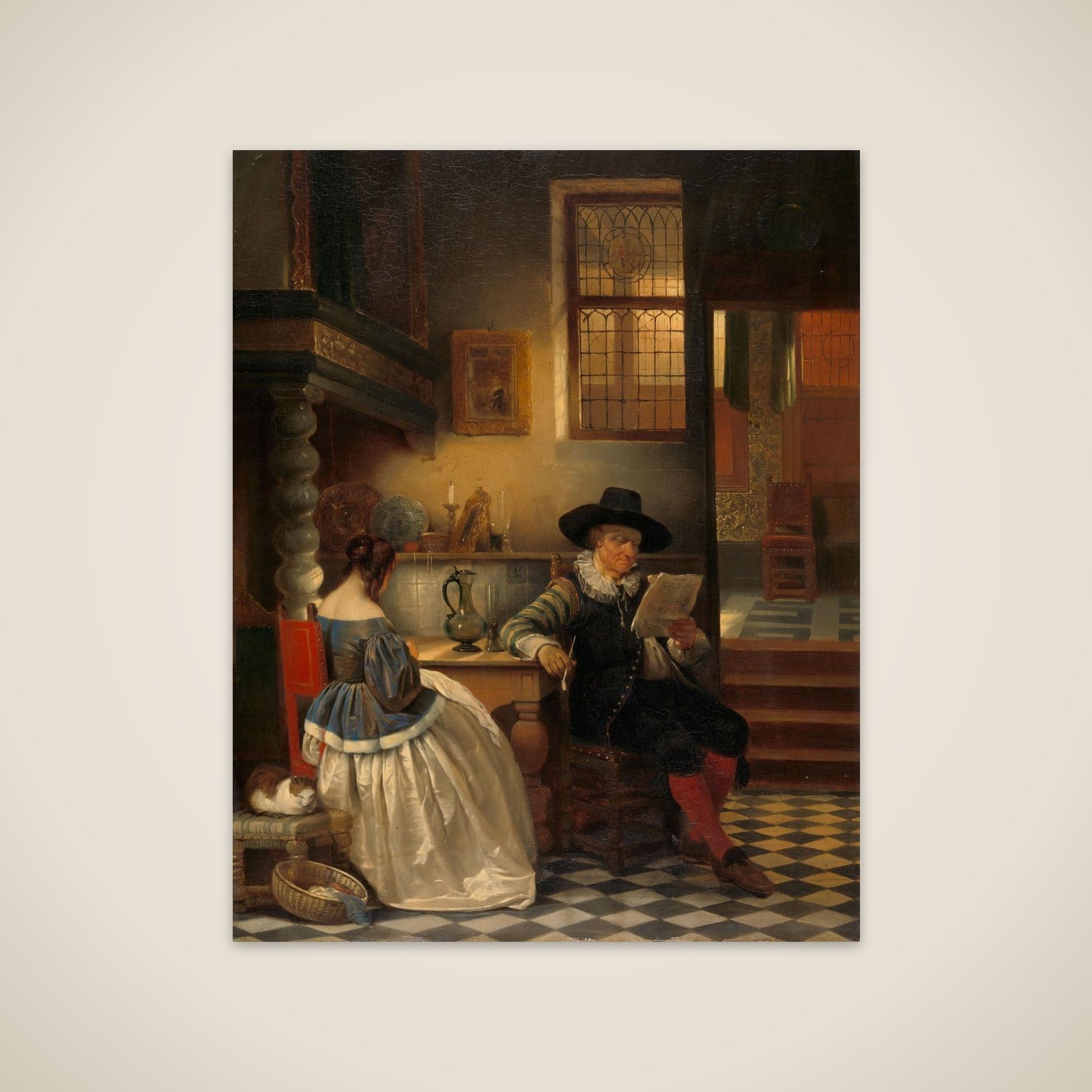 Seventeenth-century Interior unframed print