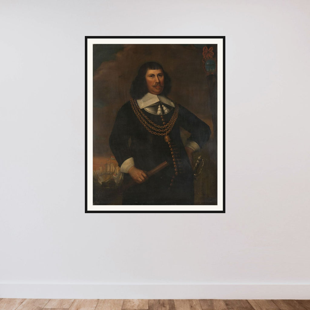 Pieter Florisz (ca. 1605-58), Vice-Admiral of the Northern District framed — shown to scale