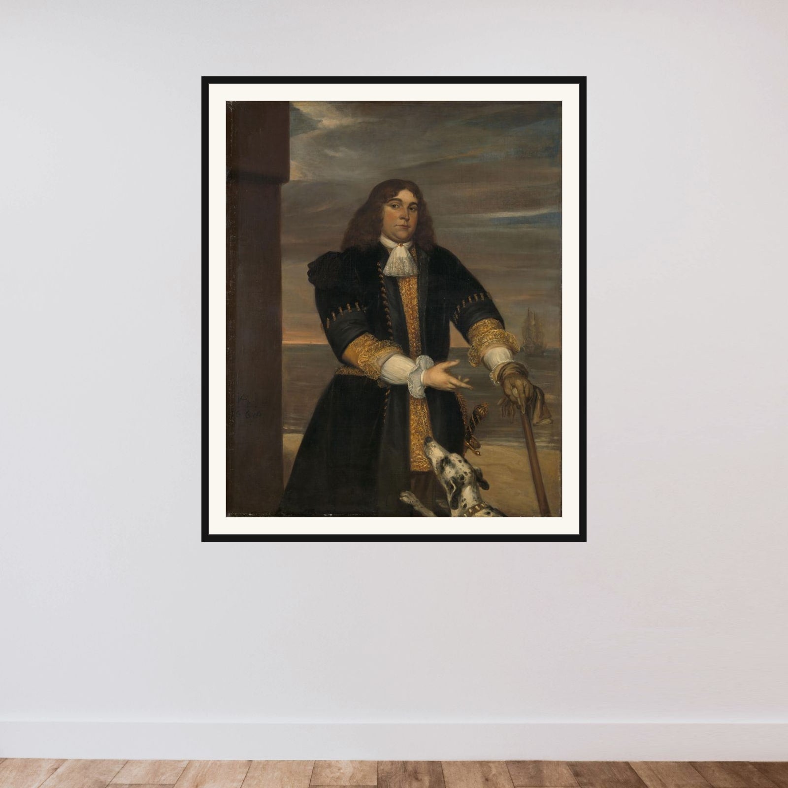 Jan van Gelder (1647-73), Naval Captain, Stepson of Michiel Adriaensz de Ruyter framed — shown to scale