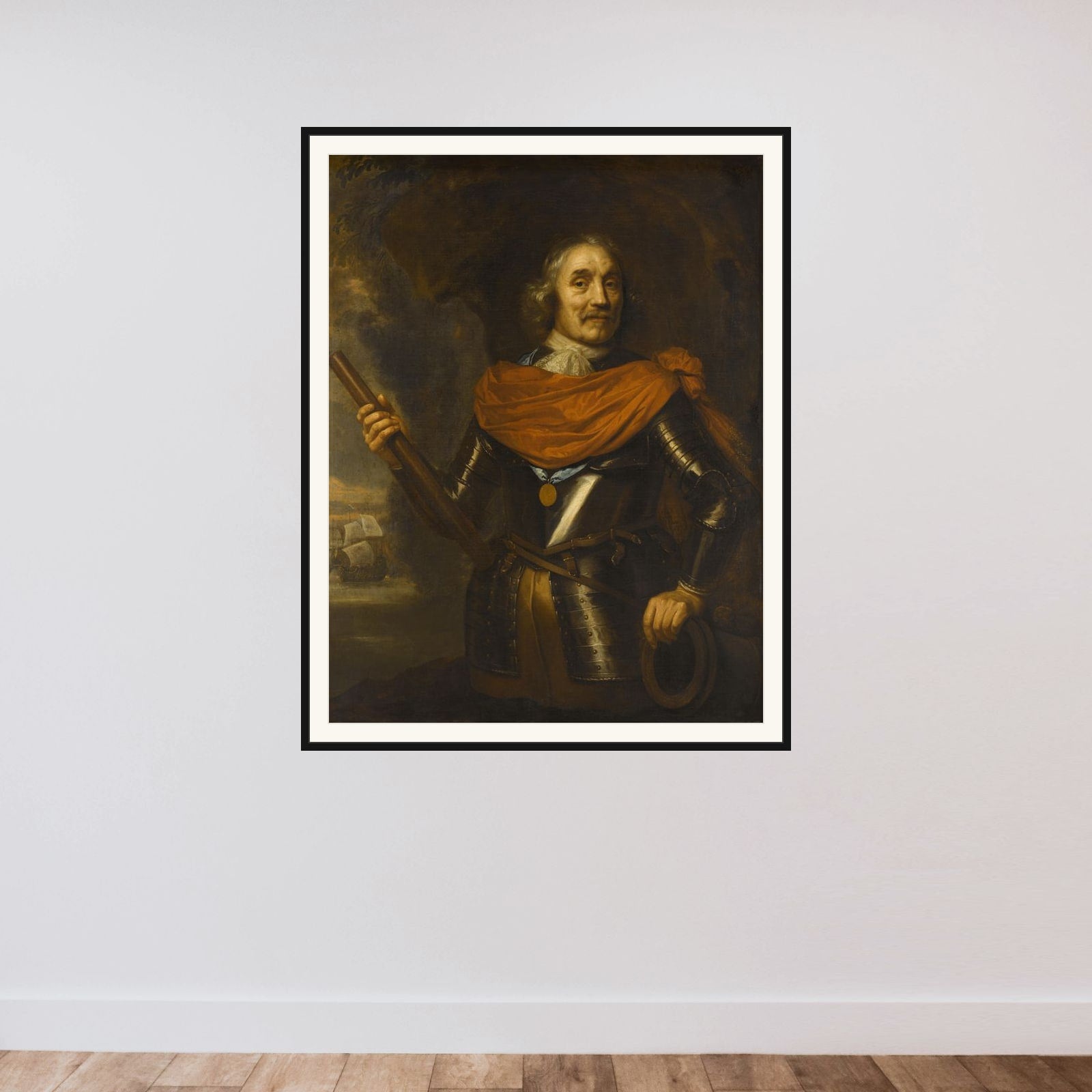 Maerten Harpertsz Tromp (1598-1653), Vice Admiral framed — shown to scale