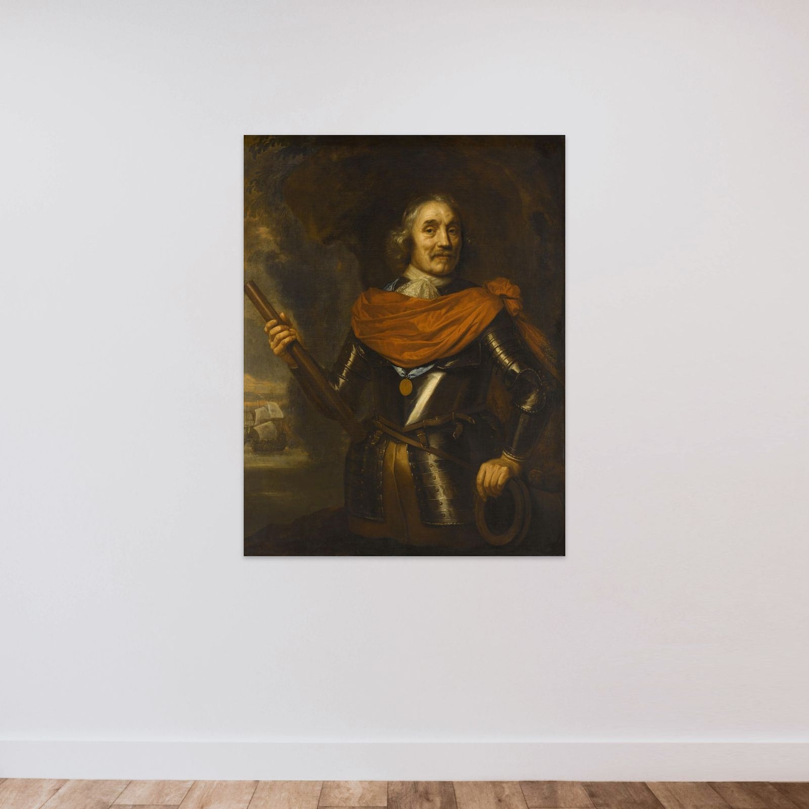 Maerten Harpertsz Tromp (1598-1653), Vice Admiral unframed — shown to scale