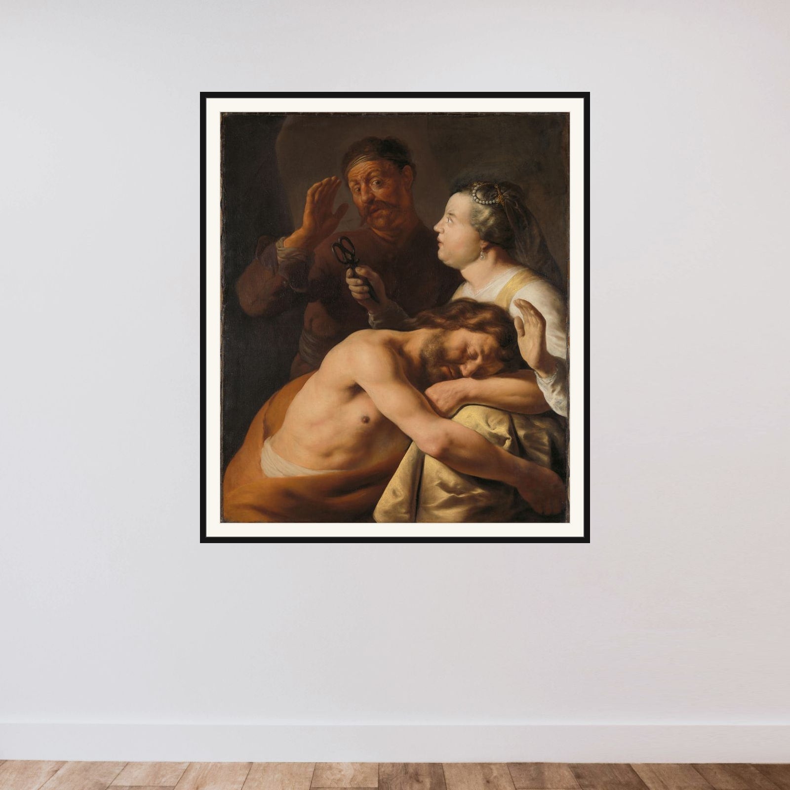 Samson and Delilah framed — shown to scale