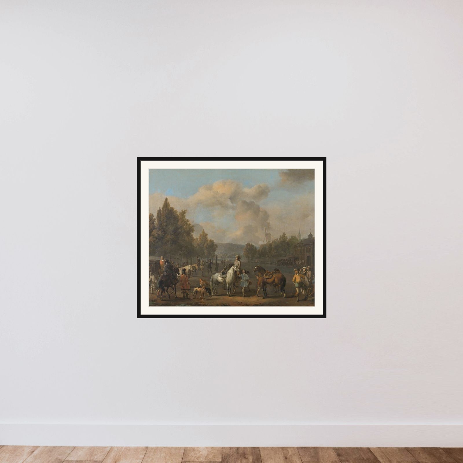The Riding School framed — shown to scale