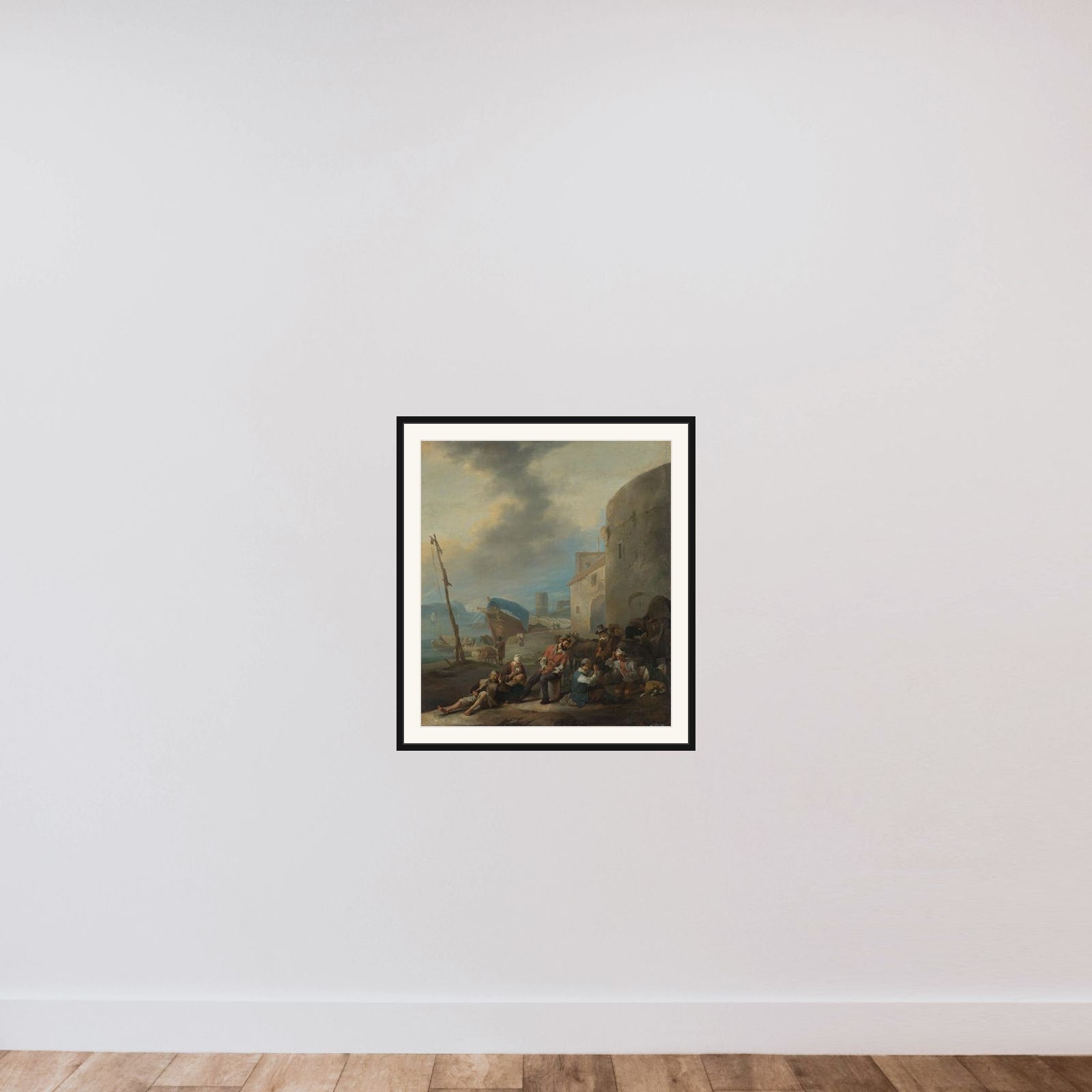 Italian Harbor framed — shown to scale