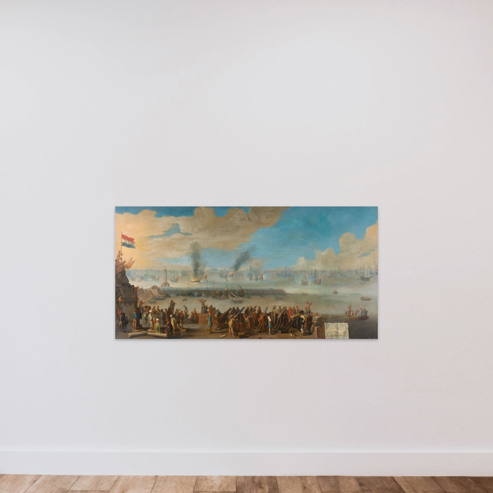 The Battle near Livorno (14 March 1653) unframed — shown to scale