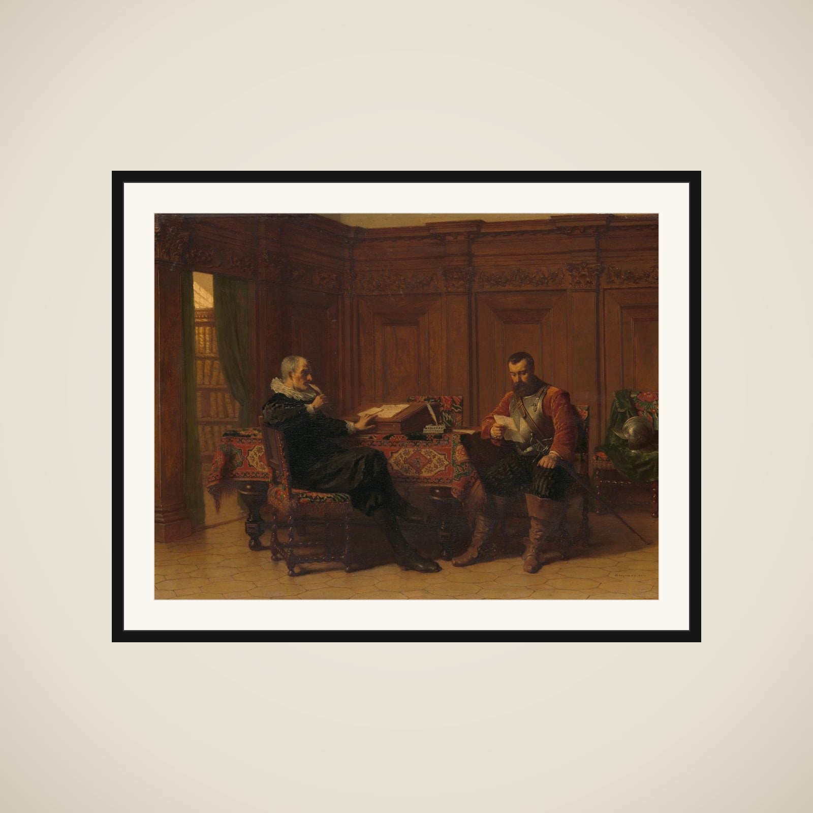 Two Men in a Seventeenth-century Interior, Called 'A Conference' framed
