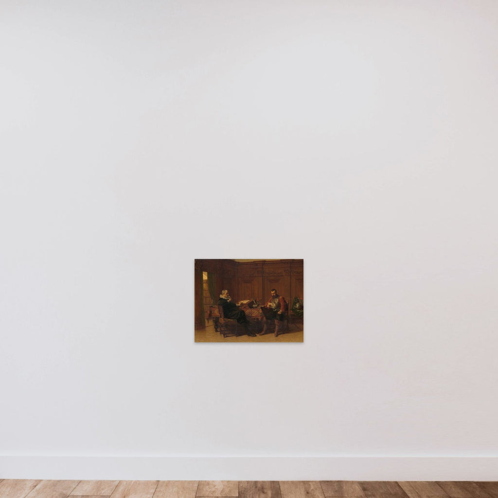 Two Men in a Seventeenth-century Interior, Called 'A Conference' unframed — shown to scale