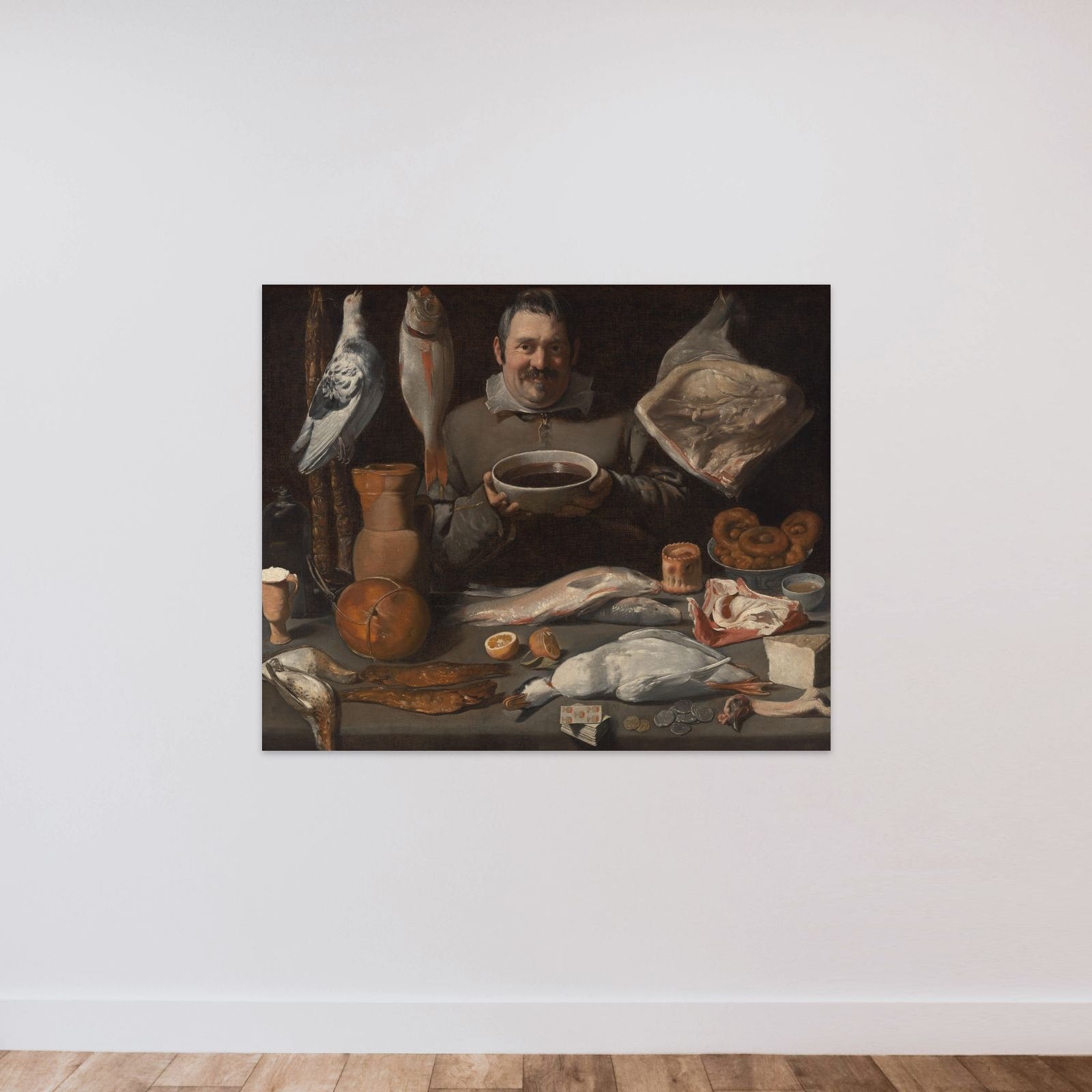 Kitchen Scene (Bodegone) unframed — shown to scale