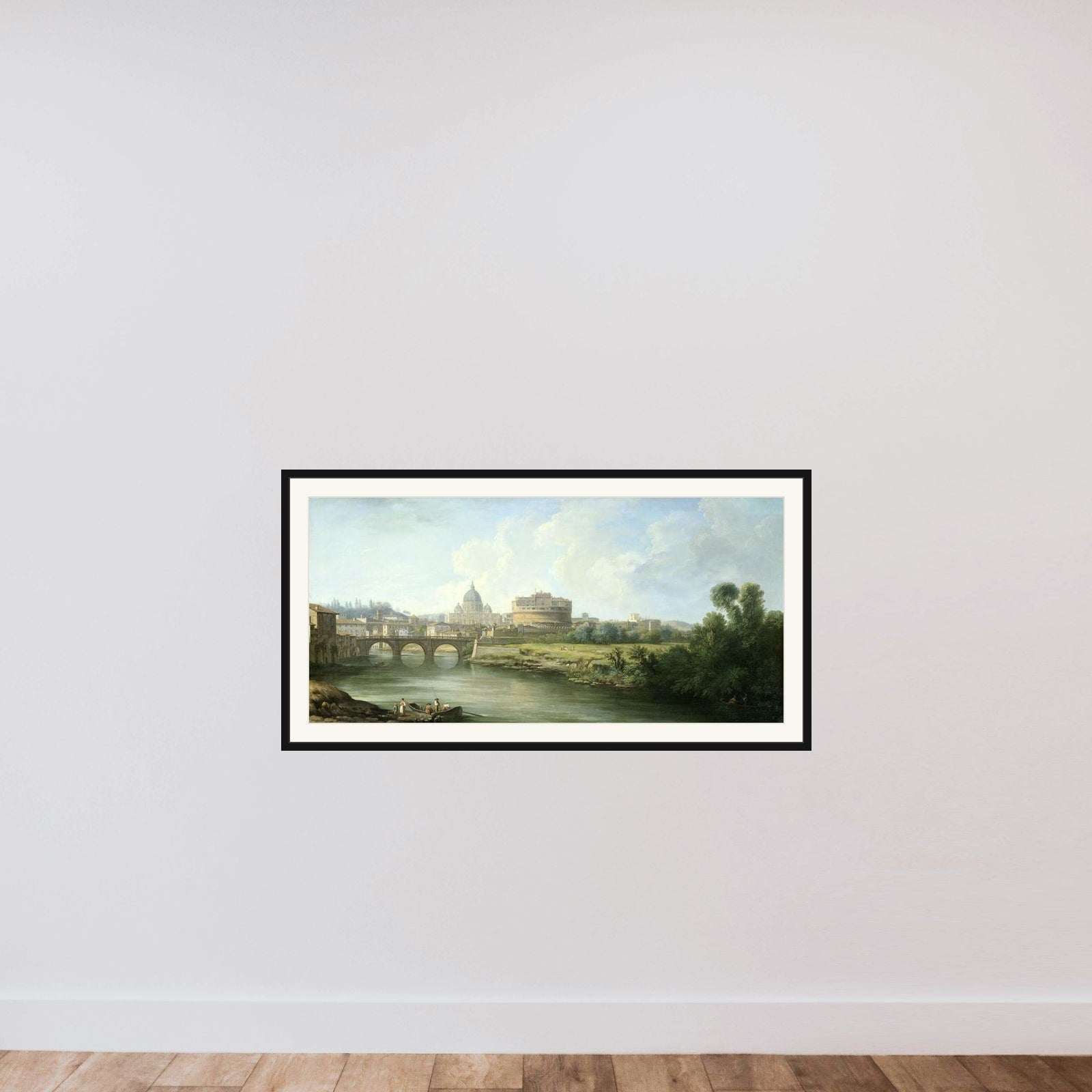 View of the Castel Sant'Angelo in Rome framed — shown to scale