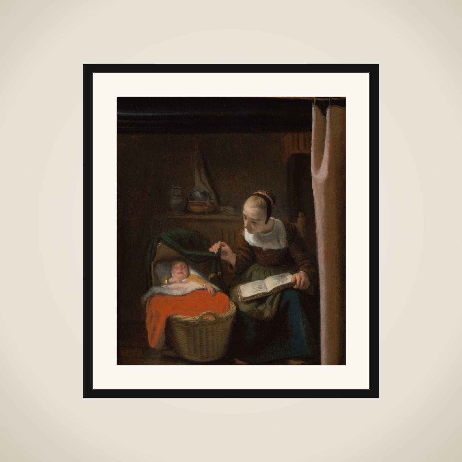 Young Woman at a Cradle framed