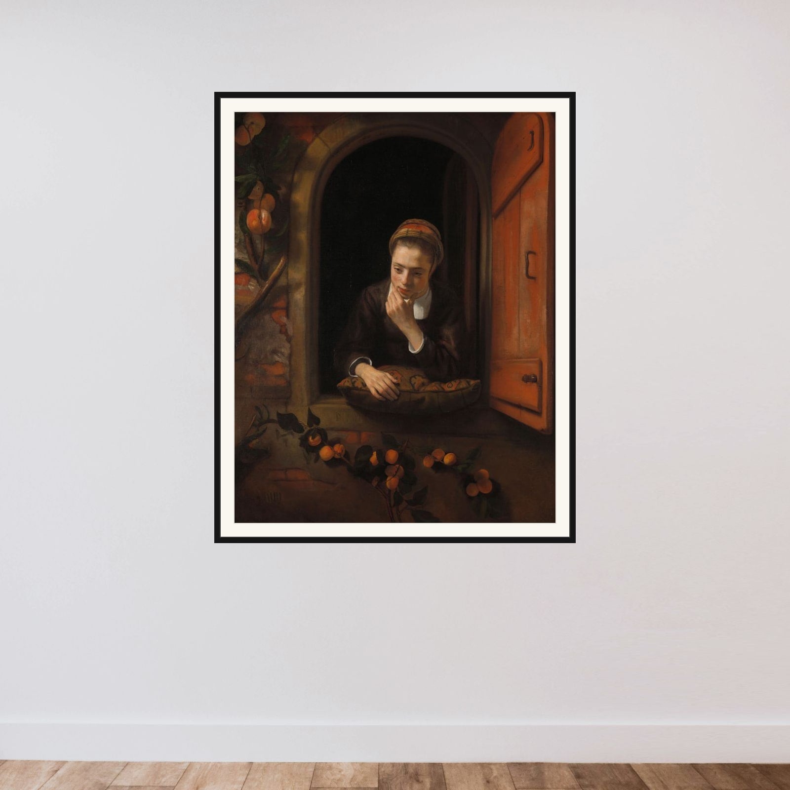 Girl at a Window, known as ‘The Daydreamer’ framed — shown to scale