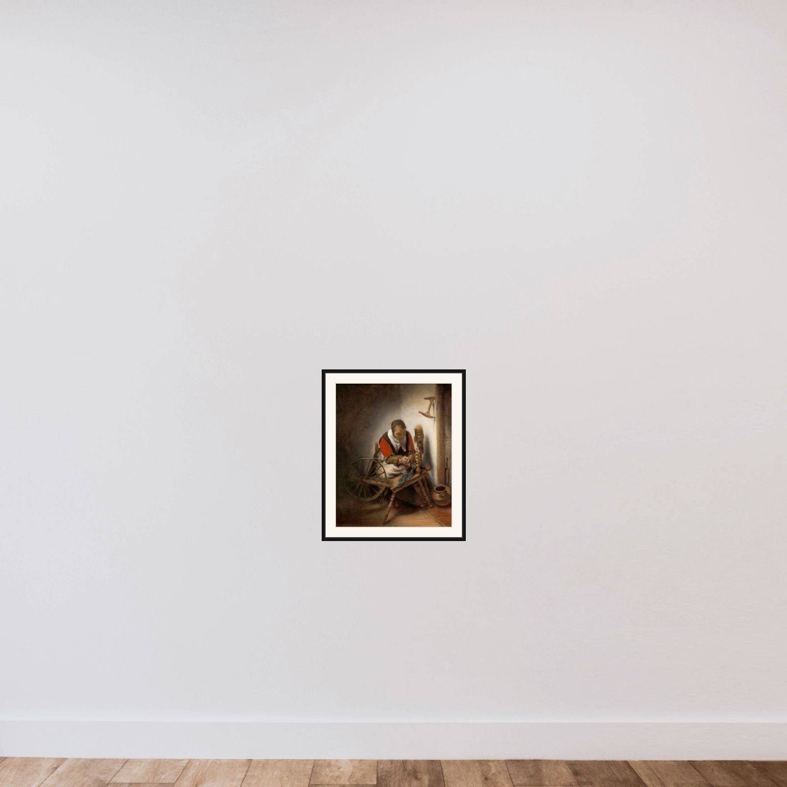 The Spinner, a Niddy-noddy Hanging on the Wall framed — shown to scale