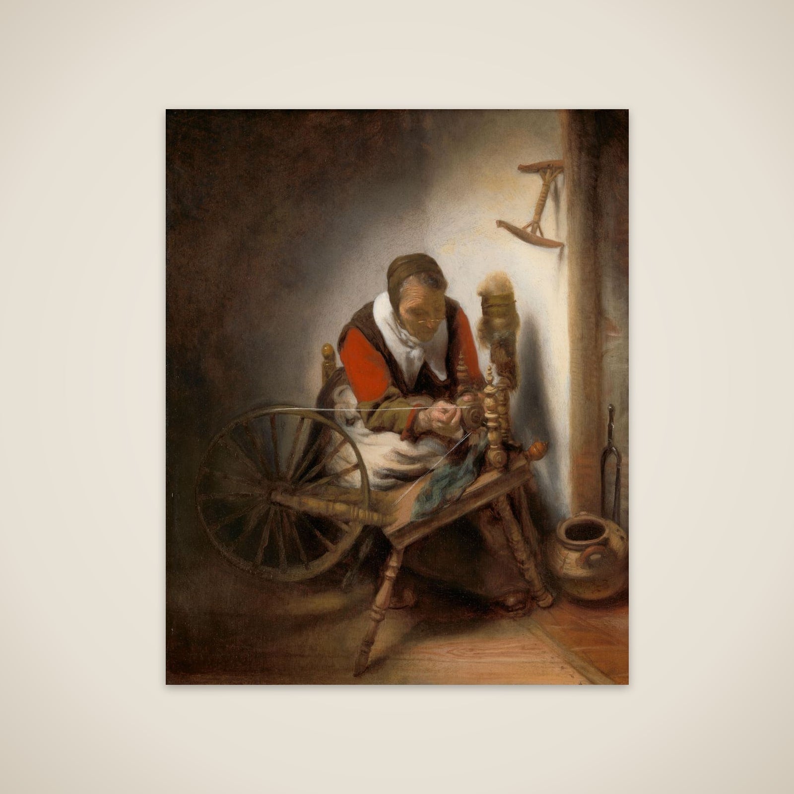 The Spinner, a Niddy-noddy Hanging on the Wall unframed print