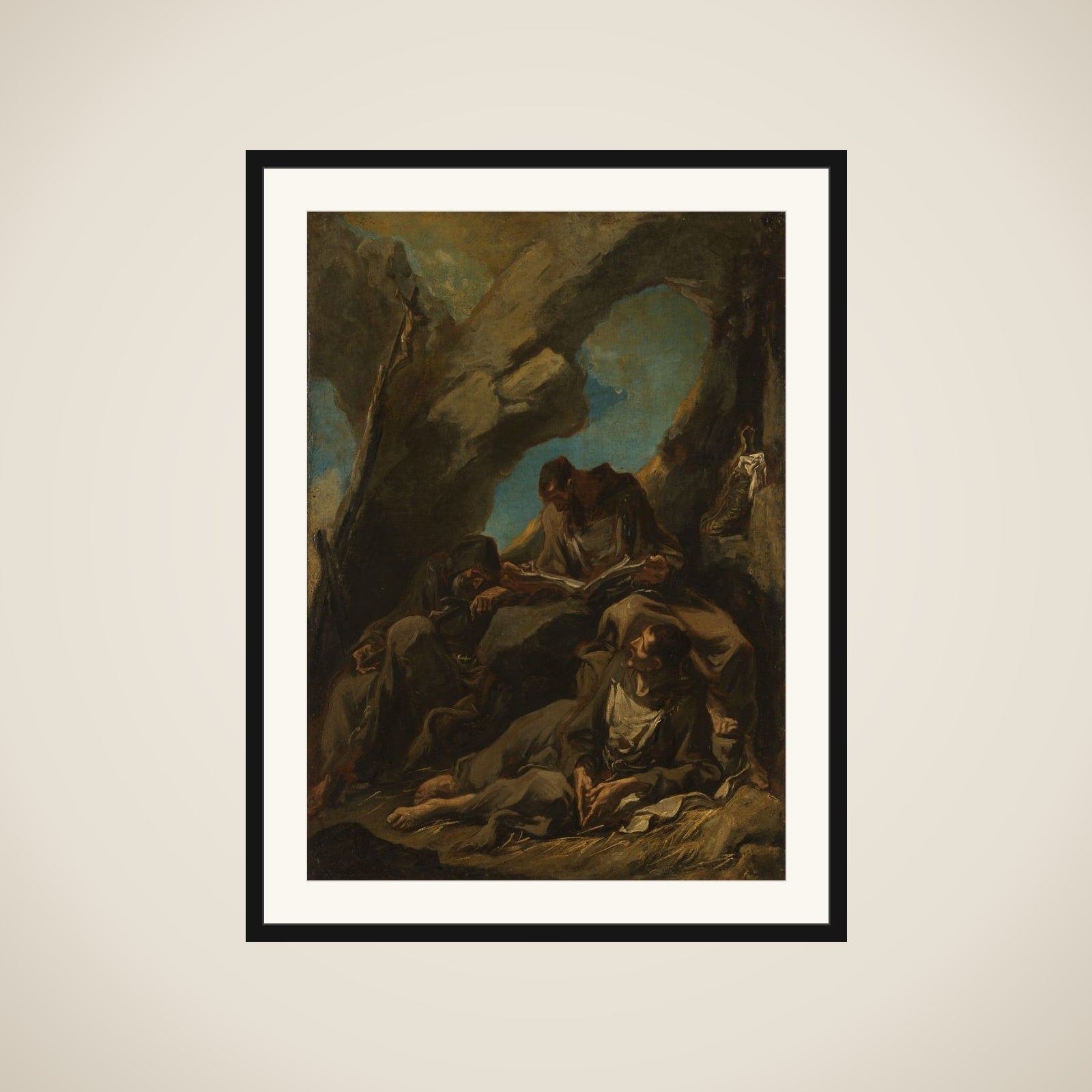 Three Camaldolese Monks in Meditative Prayer framed