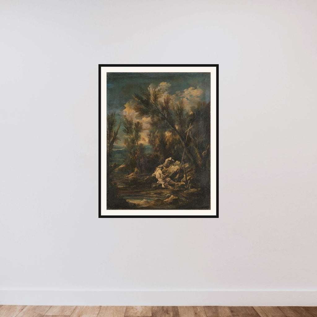 Carthusian Monks in a Landscape framed — shown to scale