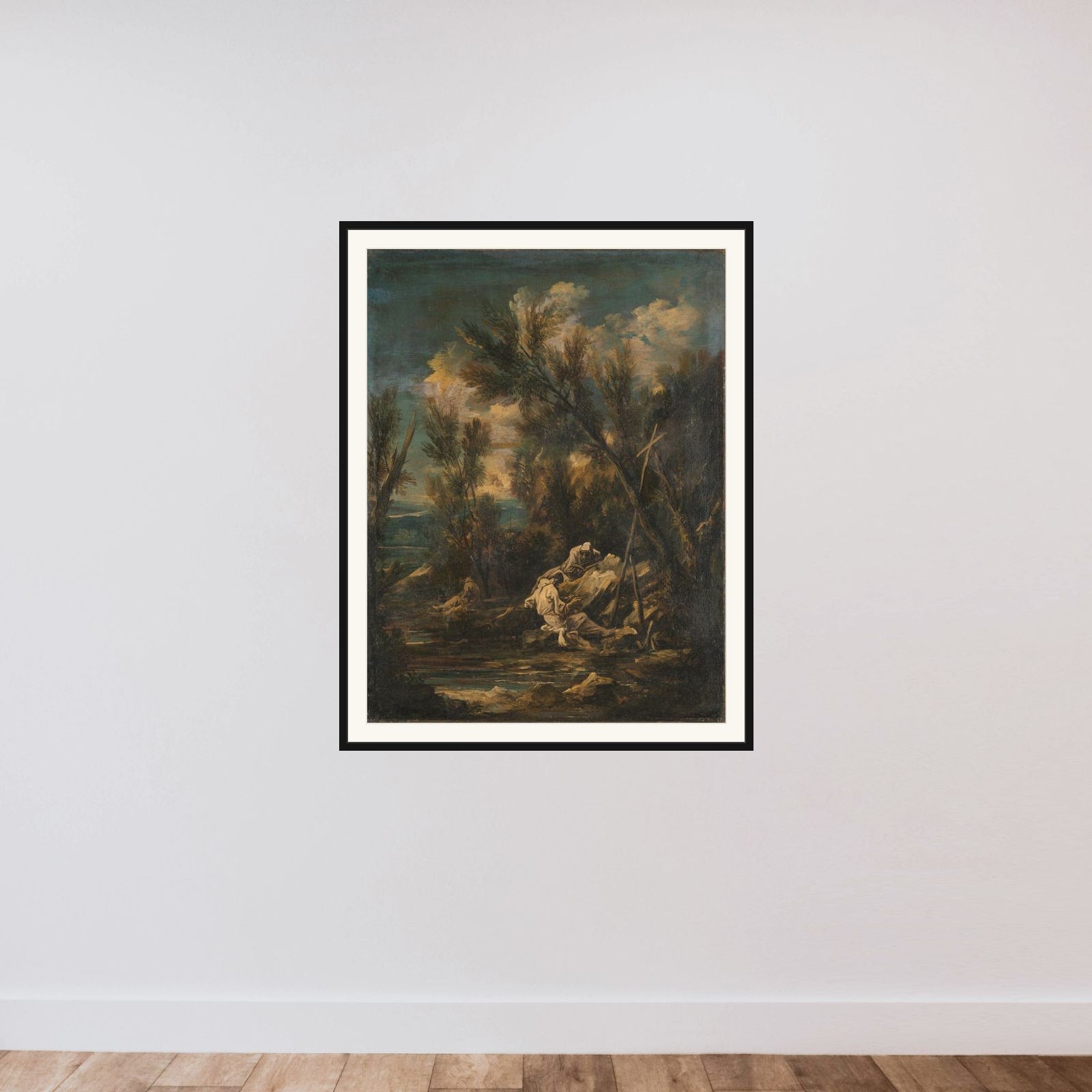 Carthusian Monks in a Landscape framed — shown to scale