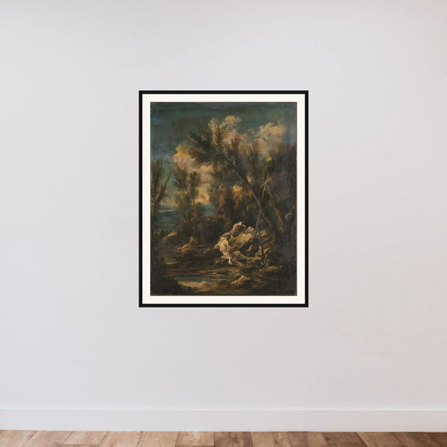 Carthusian Monks in a Landscape framed — shown to scale