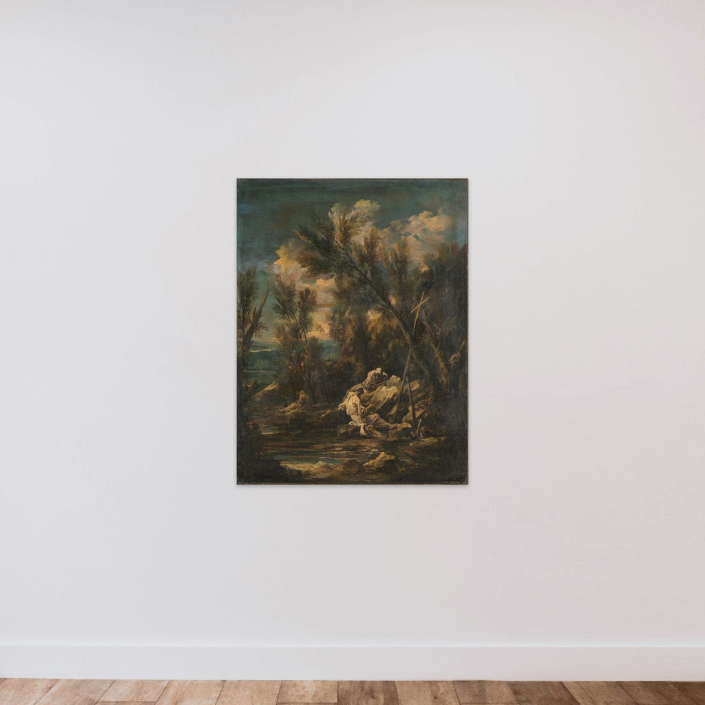 Carthusian Monks in a Landscape unframed — shown to scale