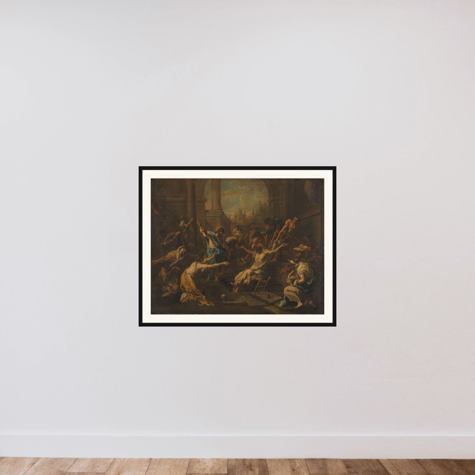 The Raising of Lazarus framed — shown to scale