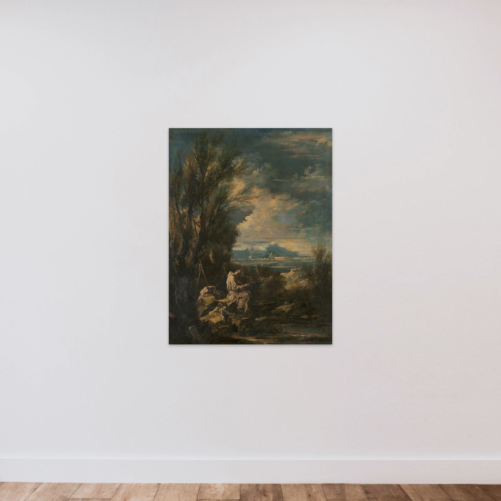 Landscape with Saint Bruno ? unframed — shown to scale