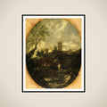 Landscape with Monks, Pilgrim and Peasant Woman framed