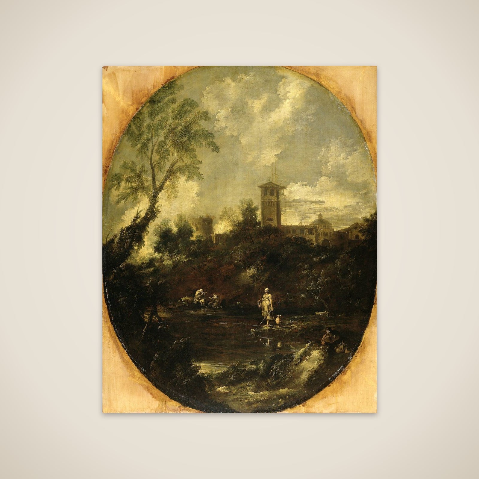 Landscape with Monks, Pilgrim and Peasant Woman unframed print