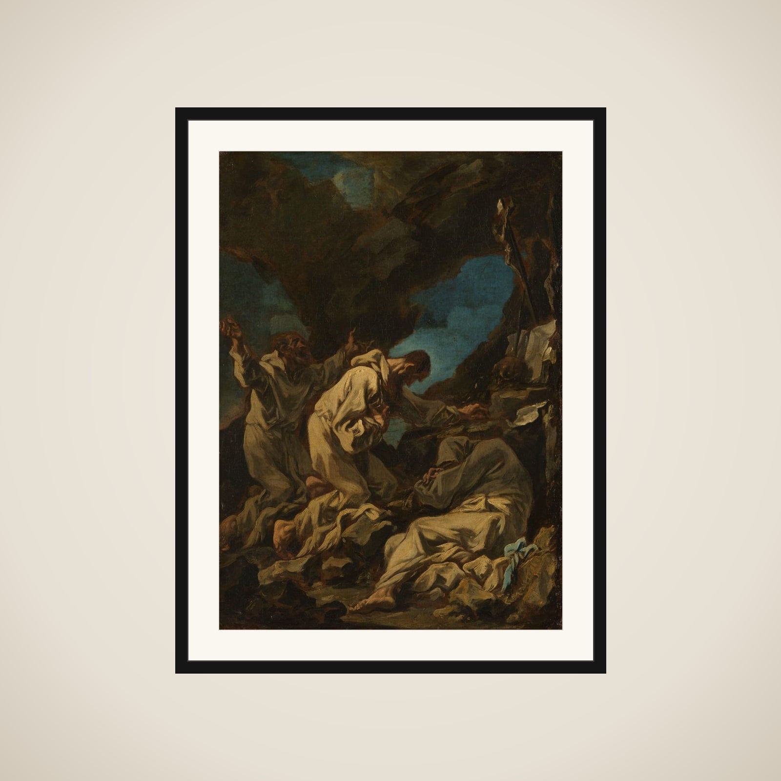 Three Camaldolese Monks in Ecstatic Prayer framed