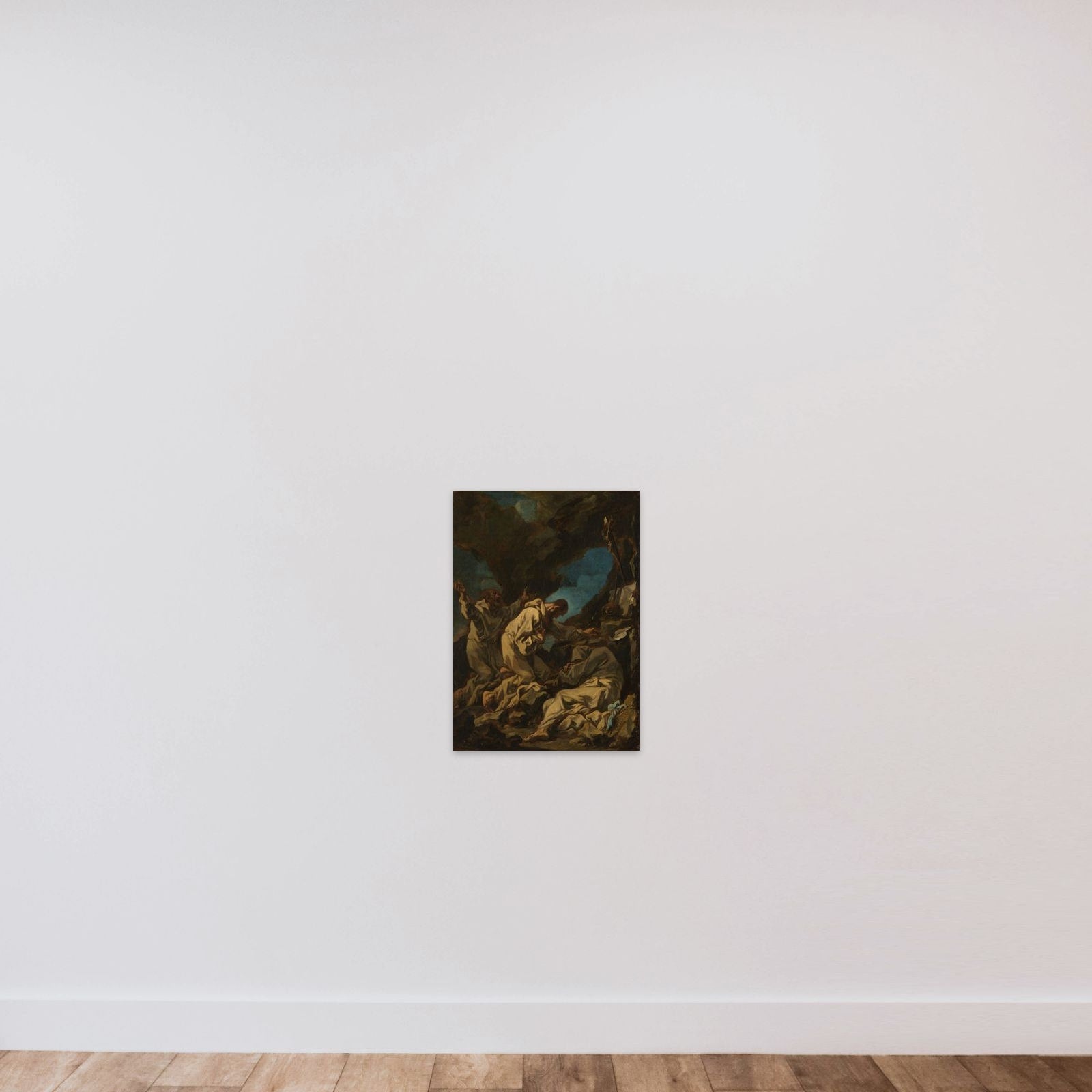 Three Camaldolese Monks in Ecstatic Prayer unframed — shown to scale