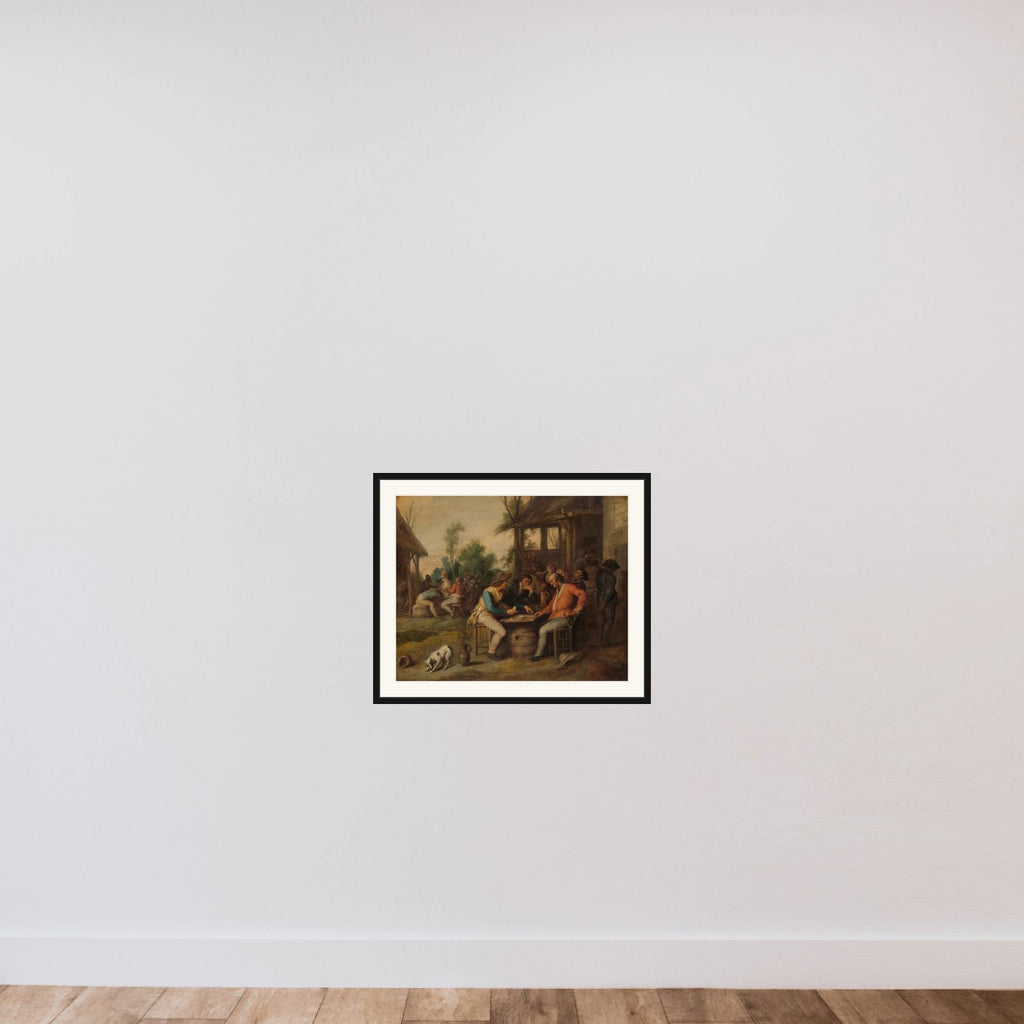 Two Men at Cards Outside a Country Inn framed — shown to scale