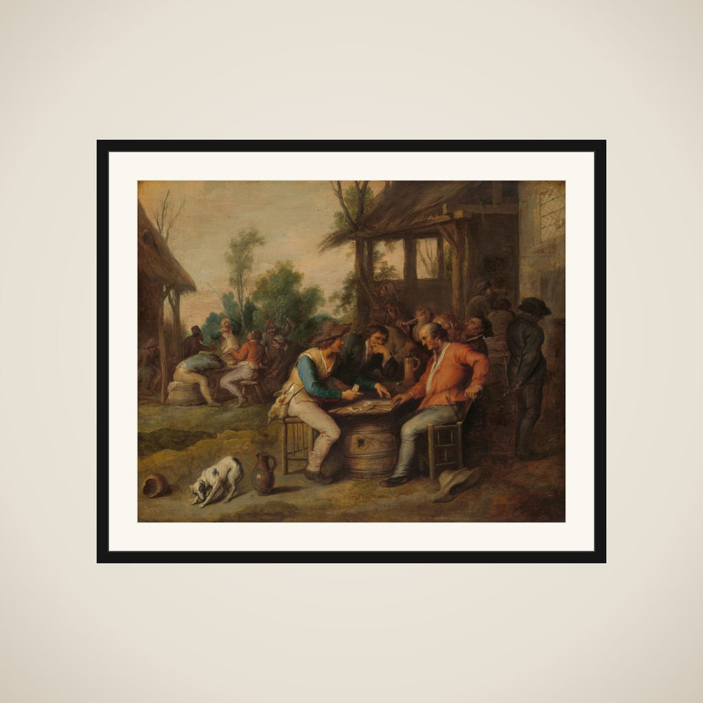 Two Men at Cards Outside a Country Inn framed