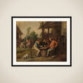 Two Men at Cards Outside a Country Inn framed