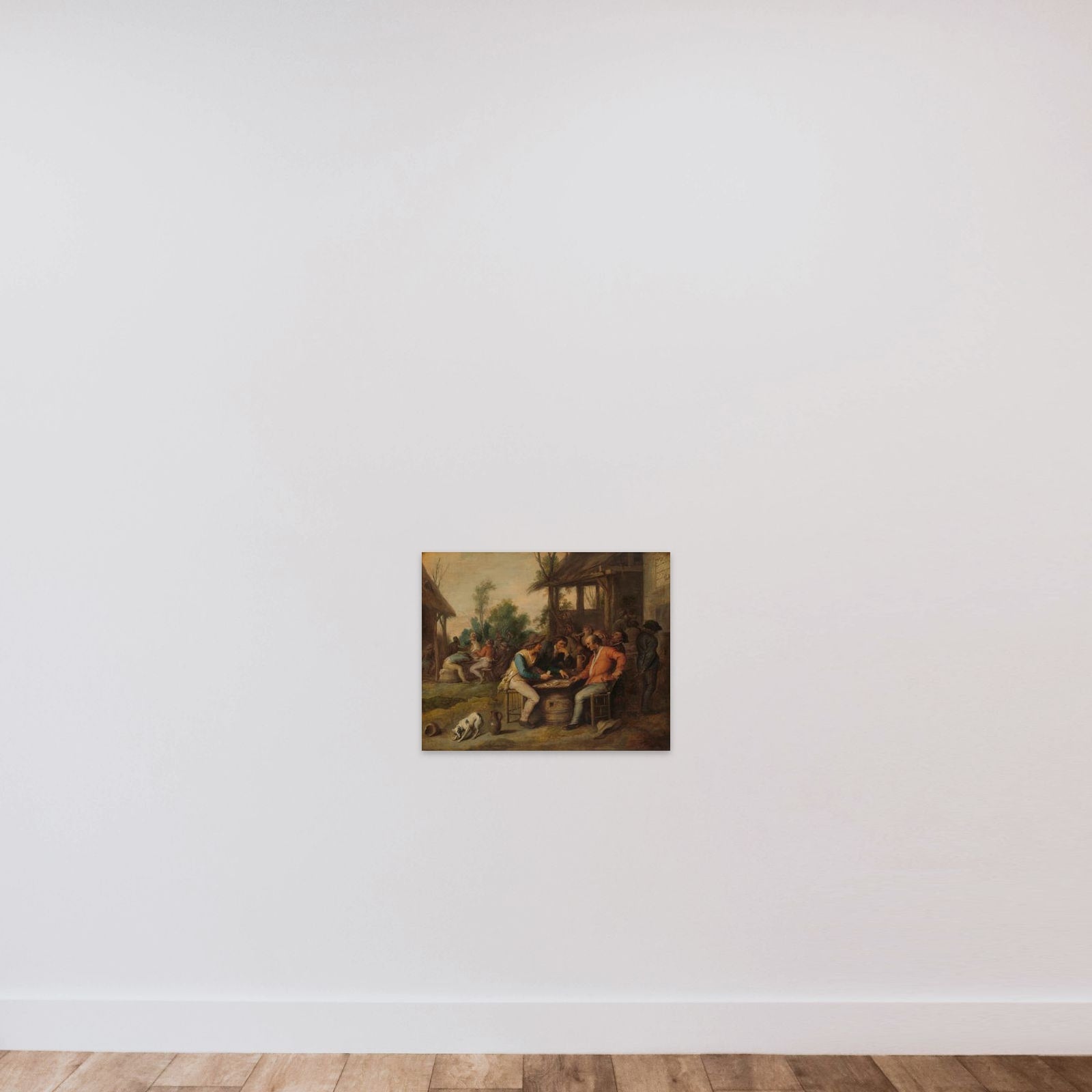 Two Men at Cards Outside a Country Inn unframed — shown to scale