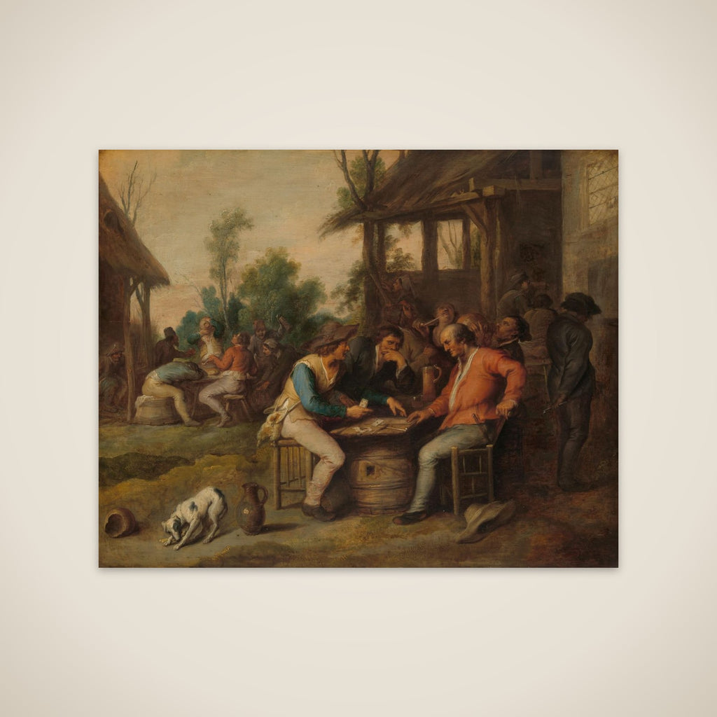 Two Men at Cards Outside a Country Inn unframed print
