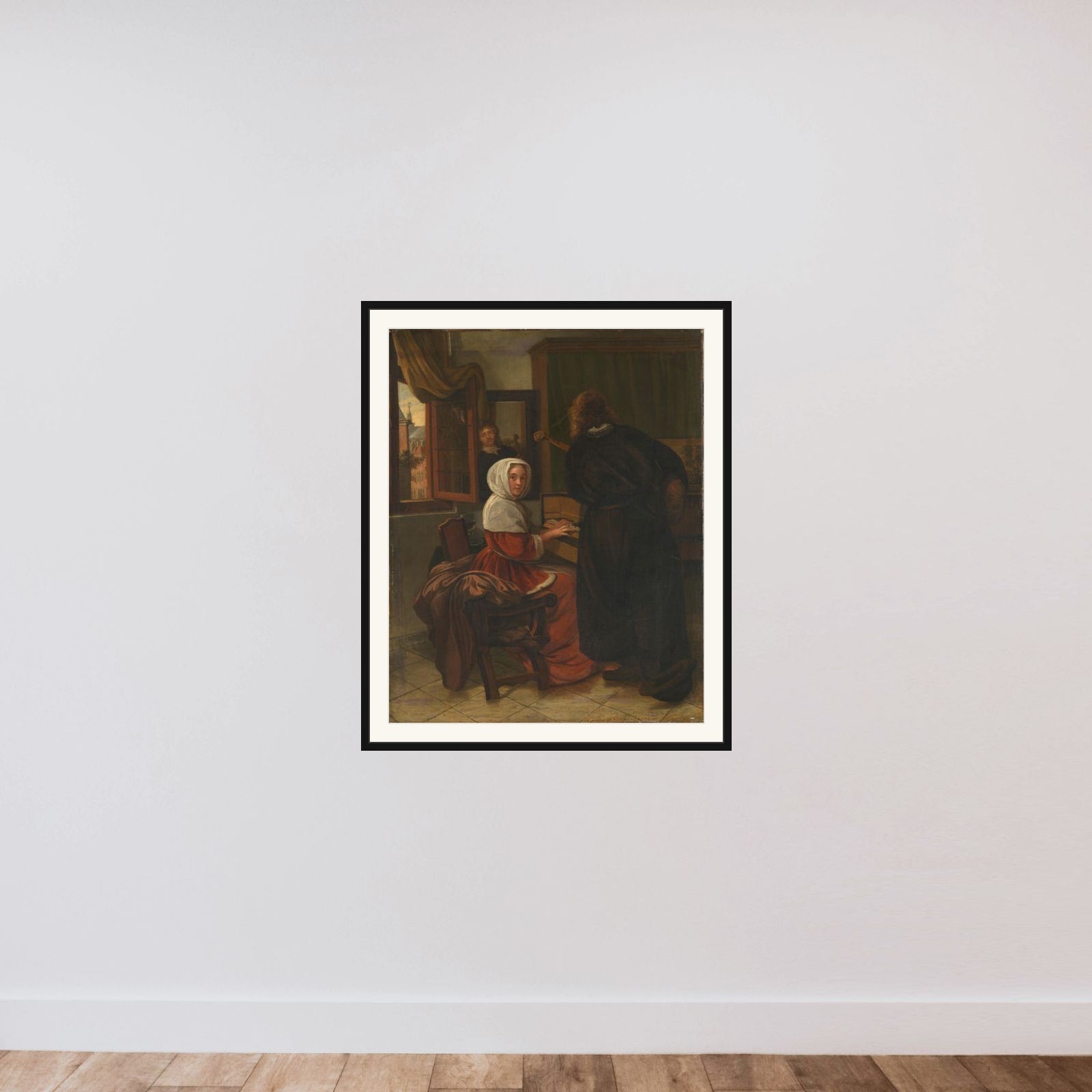 Pair Making Music framed — shown to scale