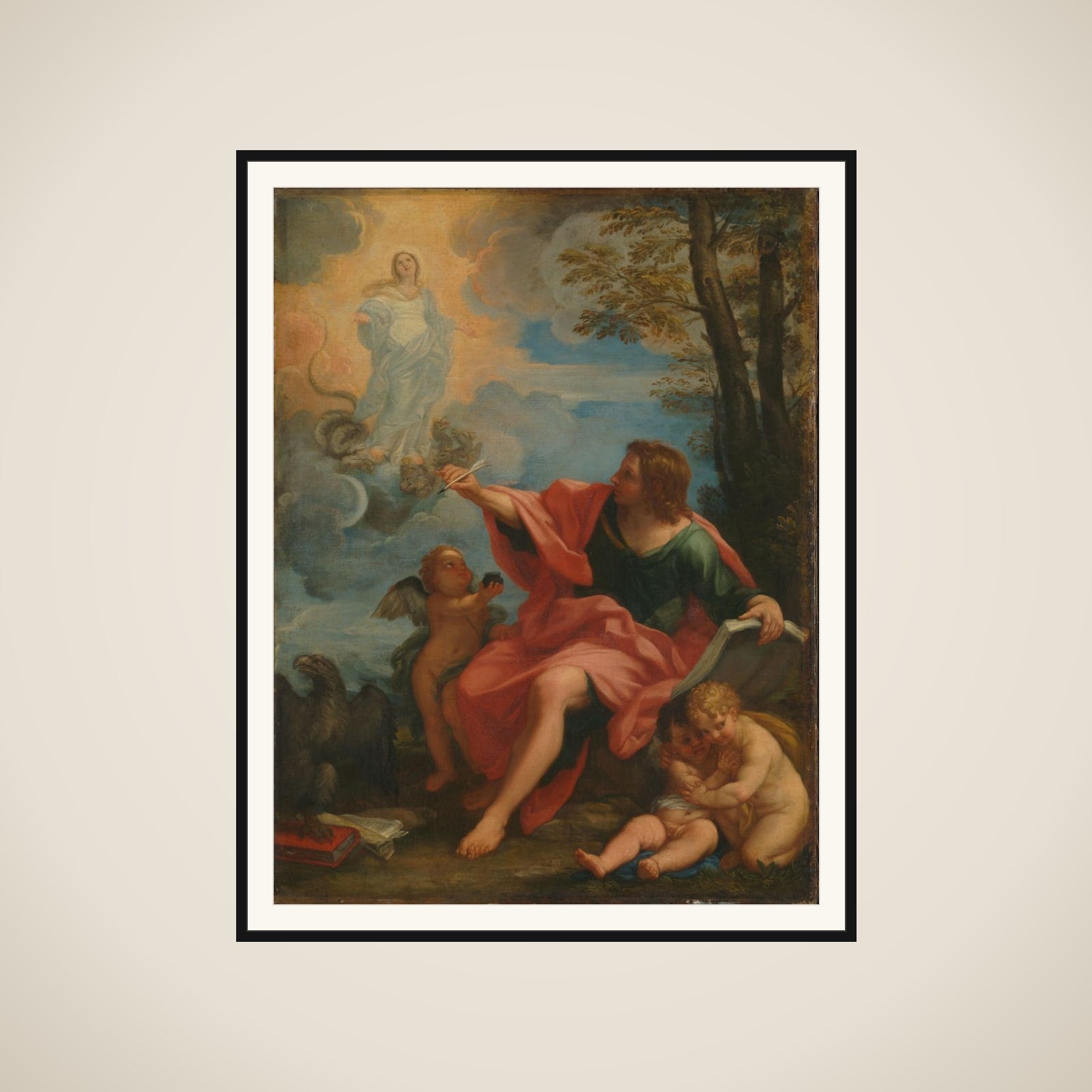 Saint John the Evangelist on Patmos framed