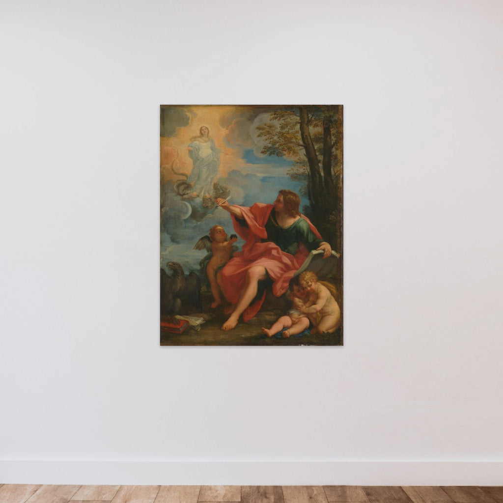 Saint John the Evangelist on Patmos unframed — shown to scale