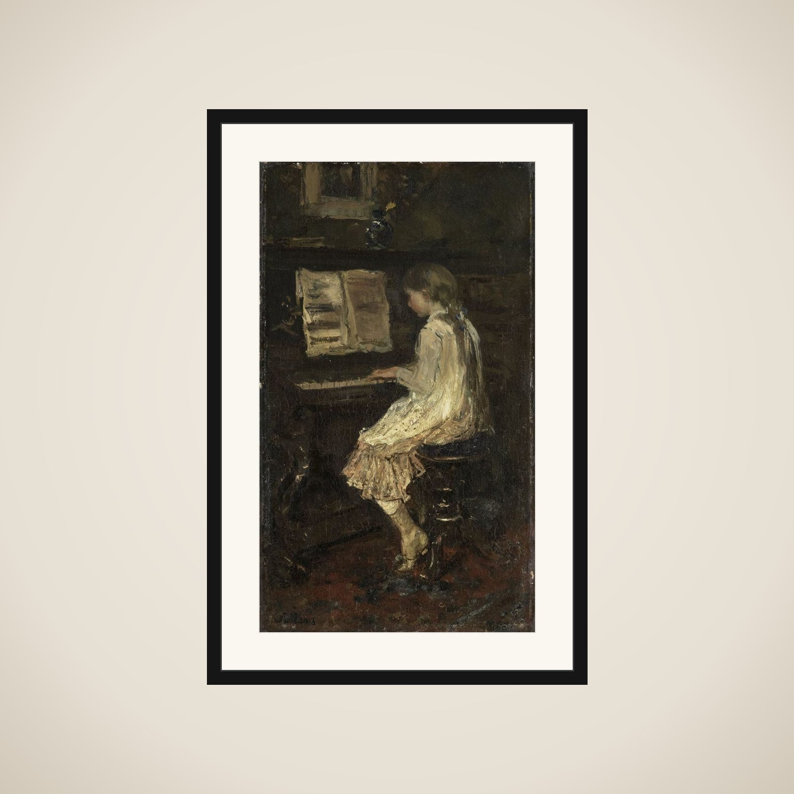 Girl at the Piano framed
