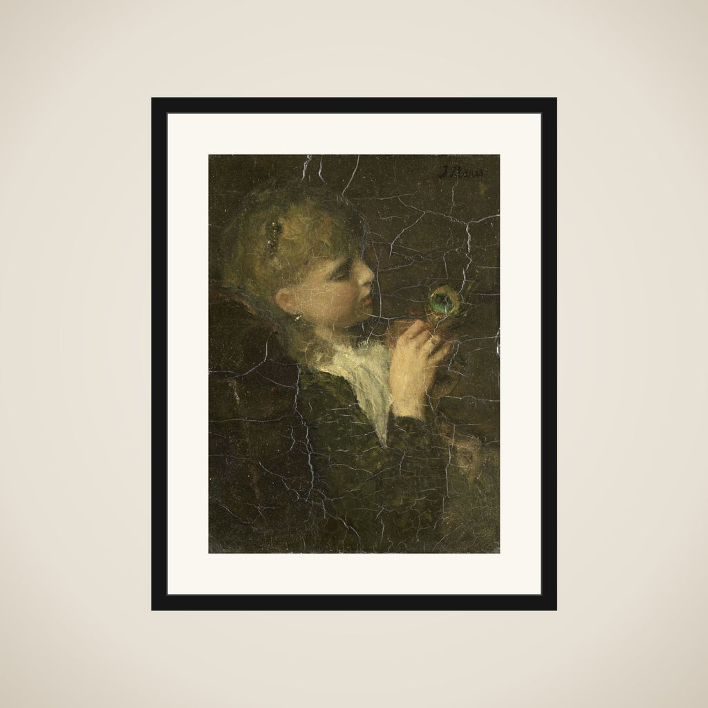 Girl with a Peacock Feather framed