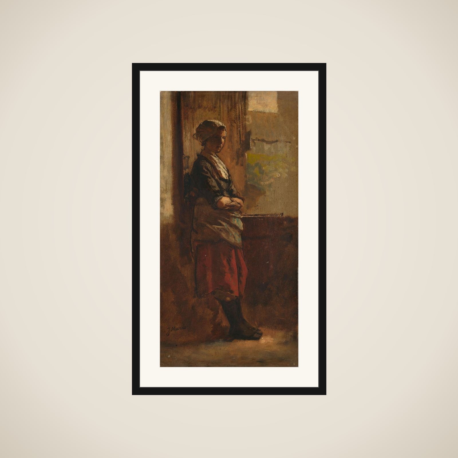 girl bij het venster framed