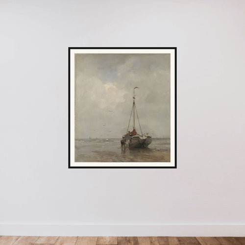 Bluff-bowed Fishing Boat on the Beach at Scheveningen framed — shown to scale