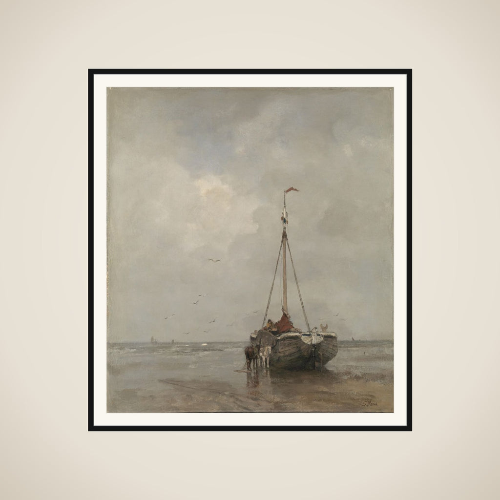 Bluff-bowed Fishing Boat on the Beach at Scheveningen framed