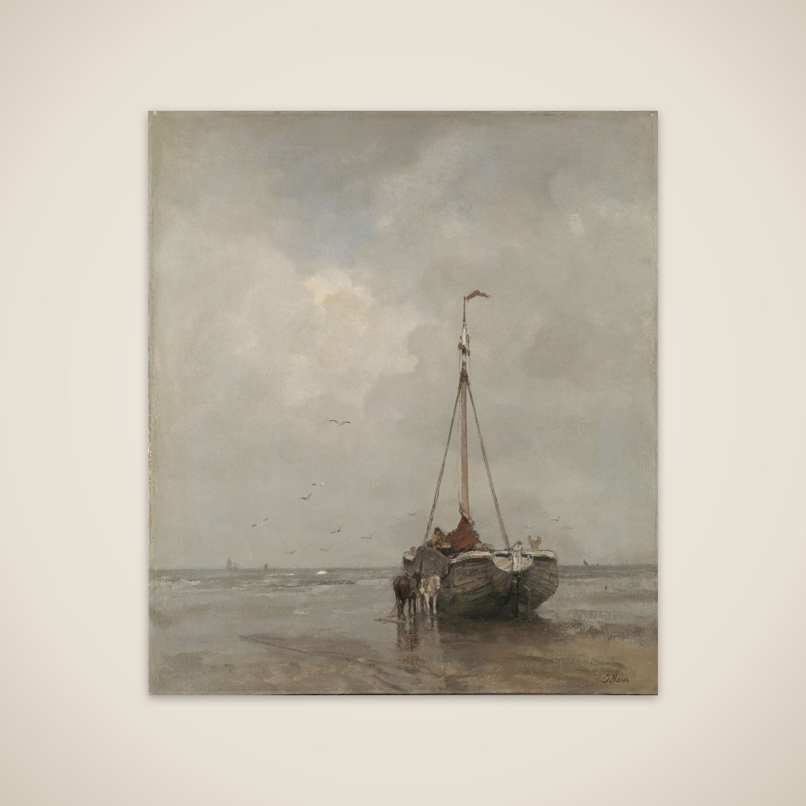 Bluff-bowed Fishing Boat on the Beach at Scheveningen unframed print