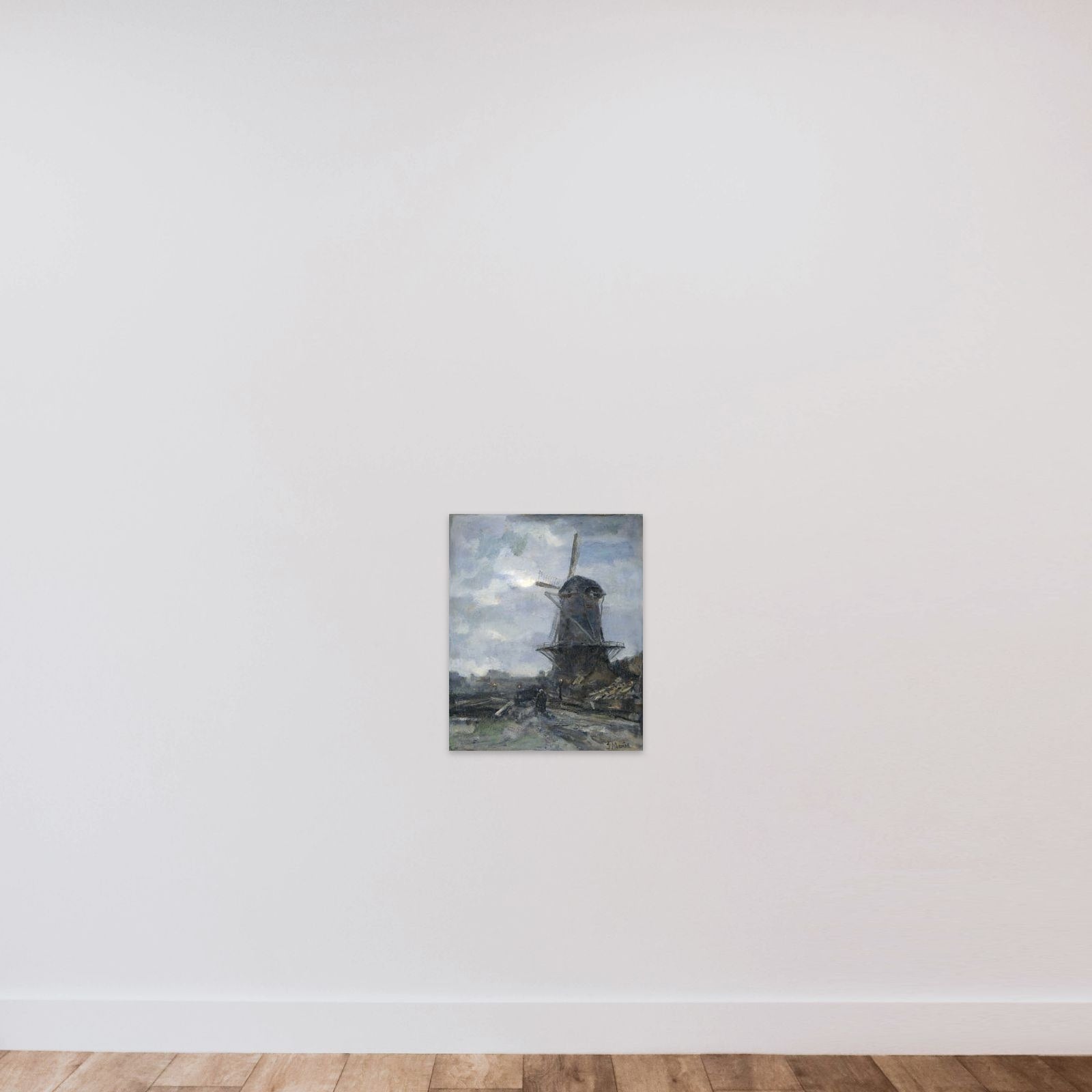 Molen bij maanlicht unframed — shown to scale