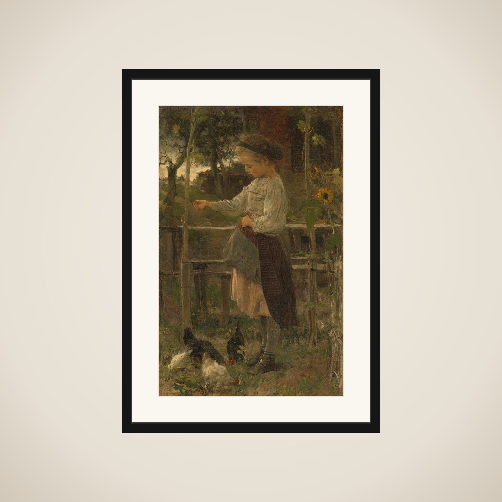 Feeding Chickens framed