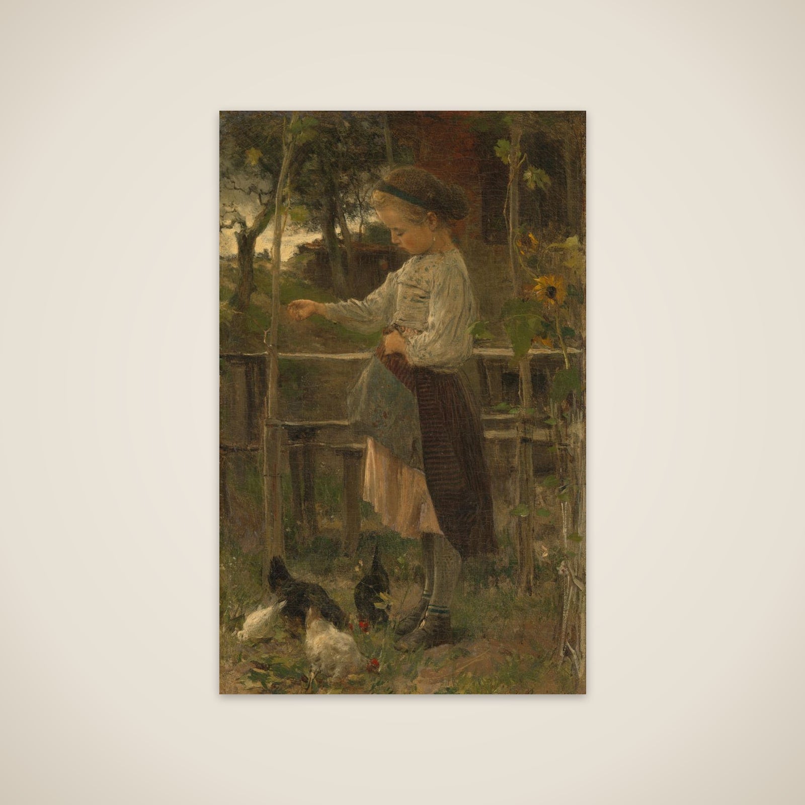 Feeding Chickens unframed print