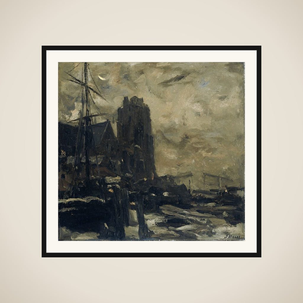 Dordrecht bij avond framed
