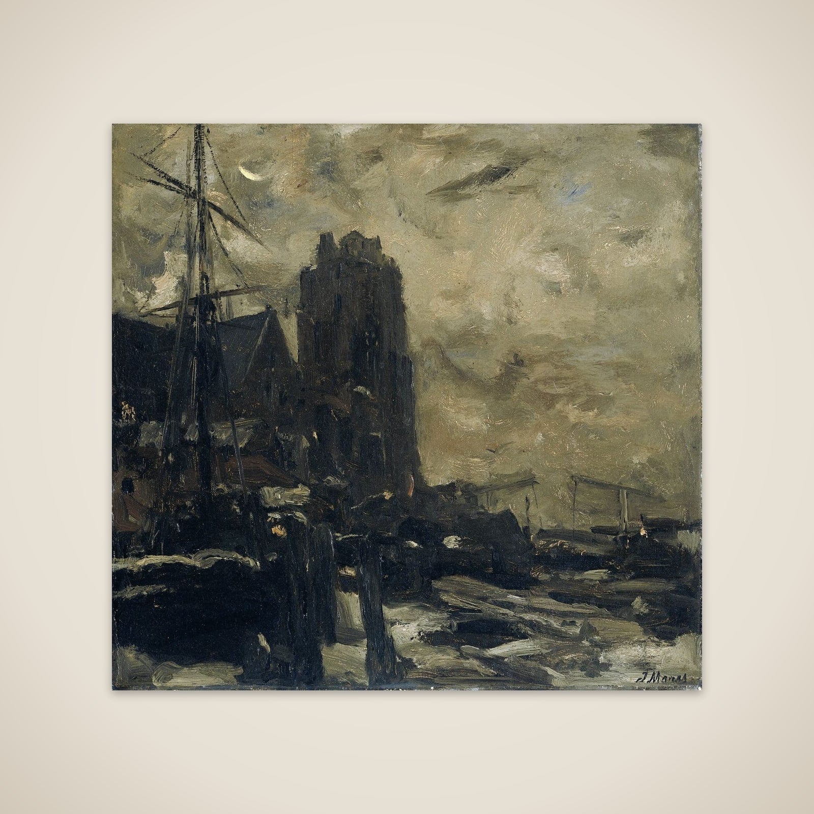Dordrecht bij avond unframed print