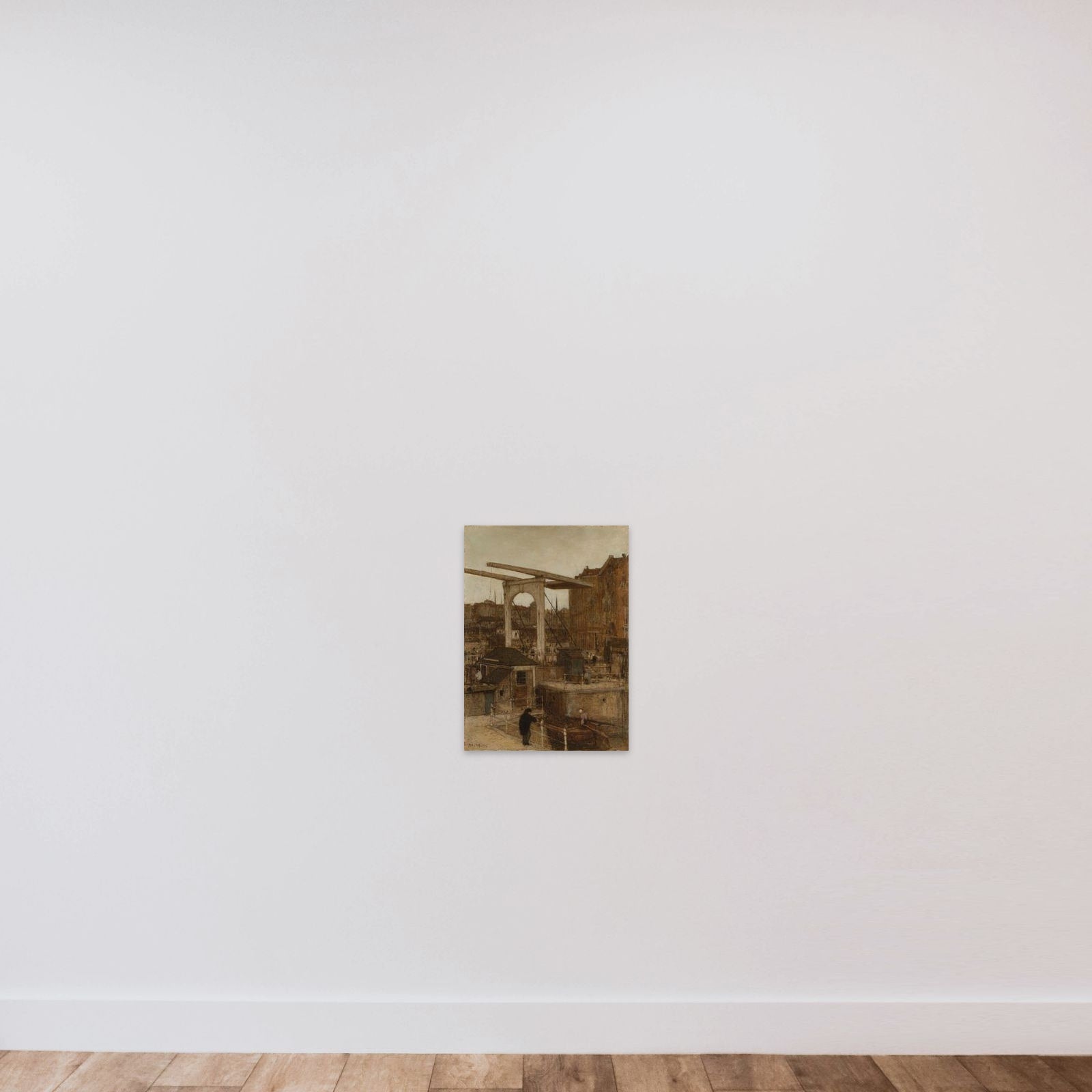 The Nieuwe Haarlemse Sluis on the Singel, known as ‘Souvenir d’Amsterdam’ unframed — shown to scale